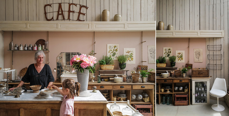 Le vibrant salon de thé d'une brocanteuse